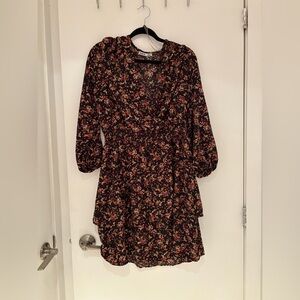 Tiered floral black dress